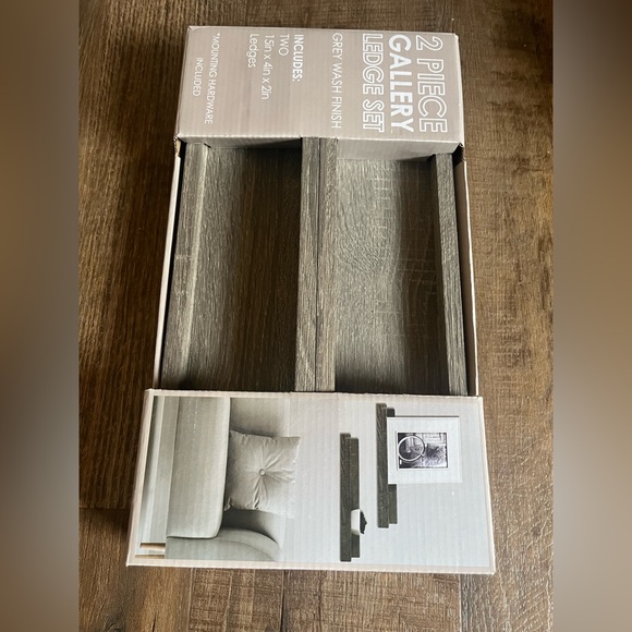 2 piece Gallery Ledge Set. Gray wash finish. NWT. Rustic. 15in x 4in x2in - Picture 5 of 5
